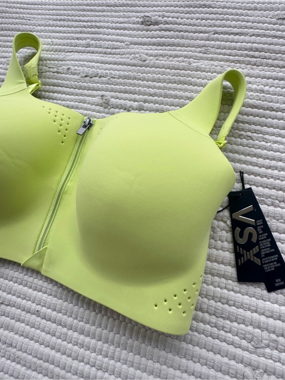 Victoria’s Secret VSX High Support Front-Zip Sports Bra Neon Lime 34D NWT - Picture 4 of 9